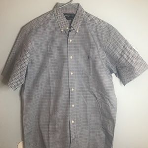 Vintage Ralph Lauren Classic Fit Plaid Short Sleeve Button Down Shirt SZ M
